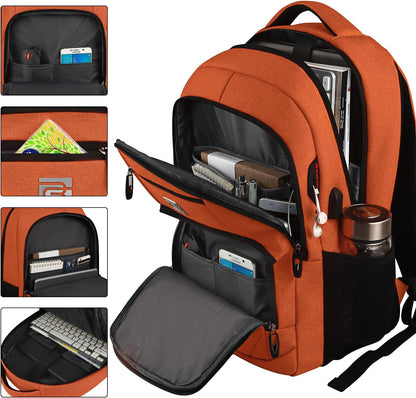 Tech Backpack for Laptops Up to 15.6 Inches with Integrated USB Power Port & Hidden Security Pocket | Polyester Daypack for College Students