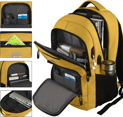 Tech Backpack for Laptops Up to 15.6 Inches with Integrated USB Power Port & Hidden Security Pocket | Polyester Daypack for College Students