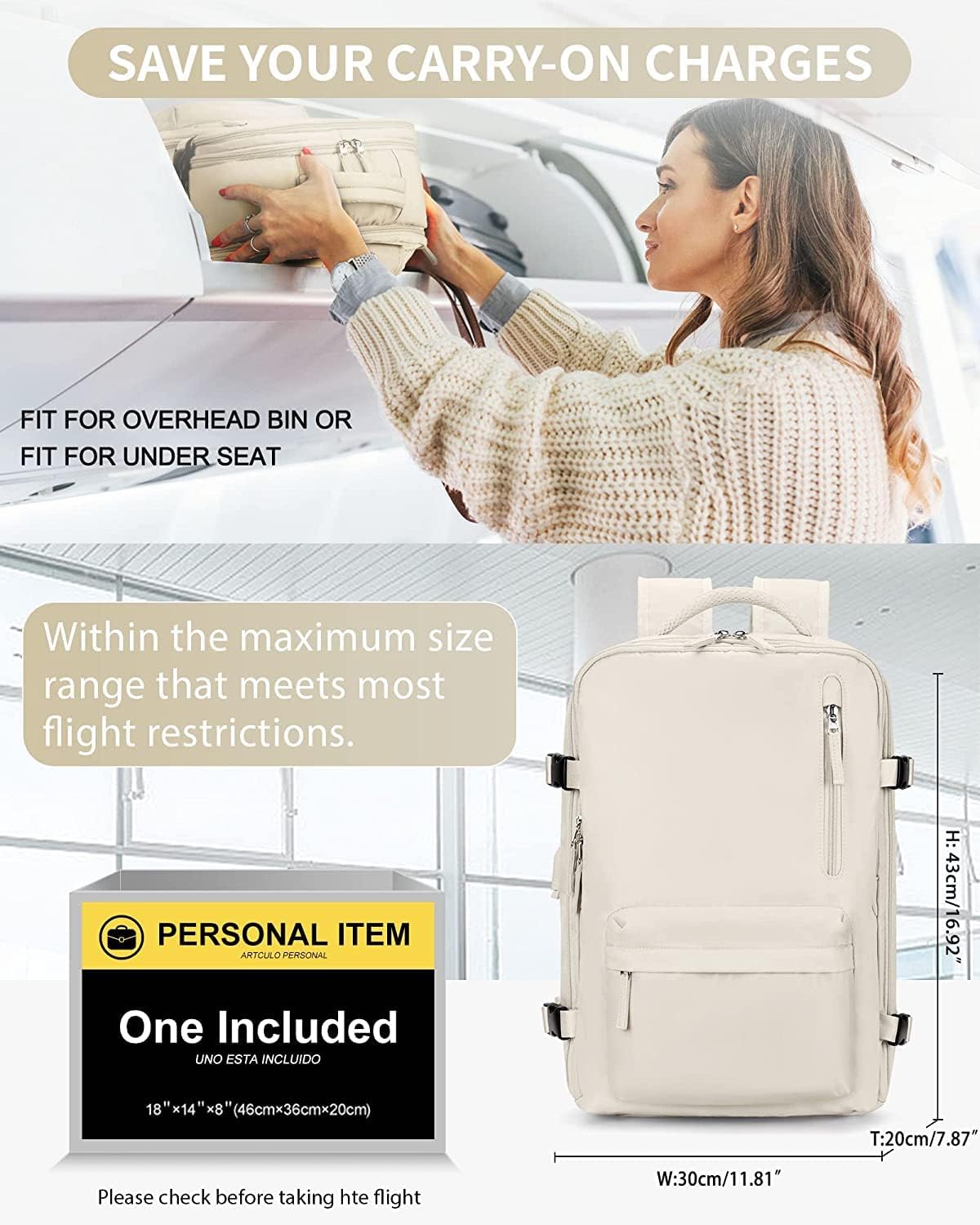 Large Travel Backpack 40L with Laptop Sleeve and Dedicated Shoe Section for Weekend Trips, Hiking & Daily Use