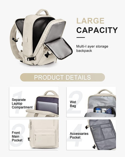 Large Travel Backpack 40L with Laptop Sleeve and Dedicated Shoe Section for Weekend Trips, Hiking & Daily Use