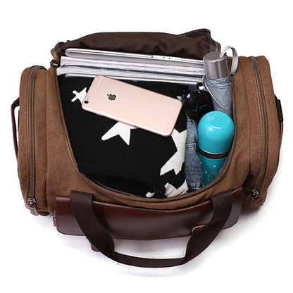 Spacious Leather & Canvas Carryall Duffel for Travel, Work & Weekend Getaways – Water-Resistant with Premium Scratch-Proof Finish