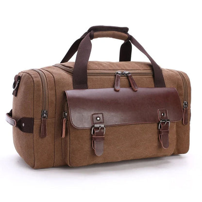 Spacious Leather & Canvas Carryall Duffel for Travel, Work & Weekend Getaways – Water-Resistant with Premium Scratch-Proof Finish