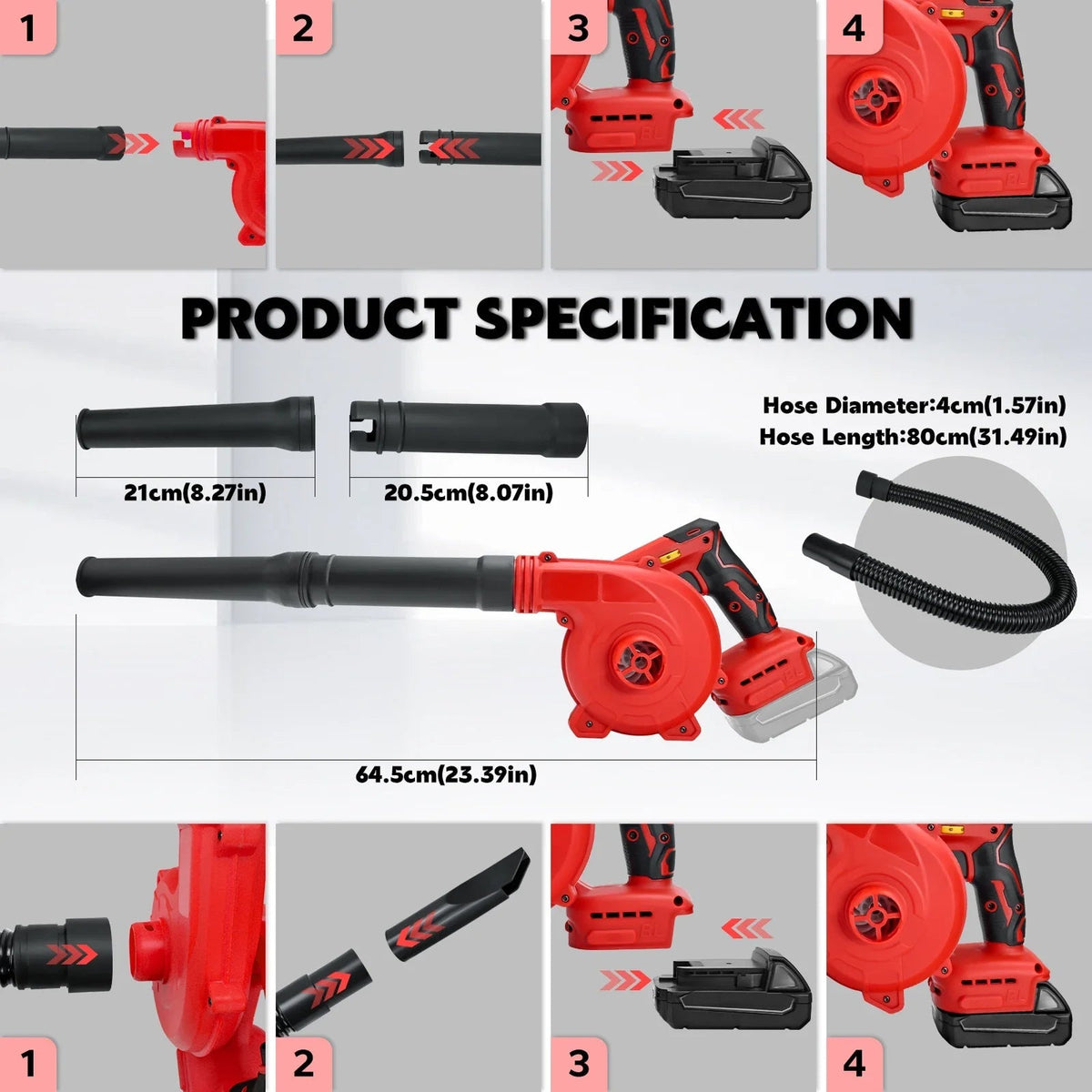 Cordless Brushless Leaf Blower & Vacuum with 18V Battery Compatibility – 6-Speed Handheld Yard Tool for Outdoor Cleaning, Indoor Dusting &