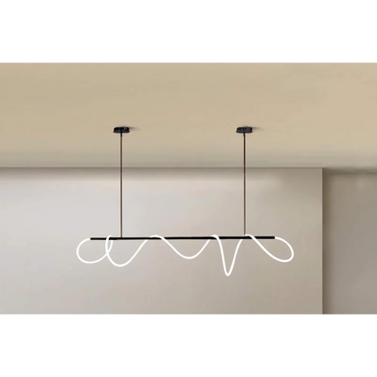 Architectural Surface Mount LED Ceiling Fixture Curved Copper Bar Design for Dining Tables Kitchen Islands Gold Black Silver 24-138 Inches