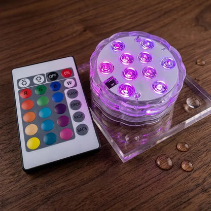 Waterproof RGB Color-Changing Underwater Light with Remote – Battery-Powered Submersible LED for Pools, Aquariums & Hot Tubs