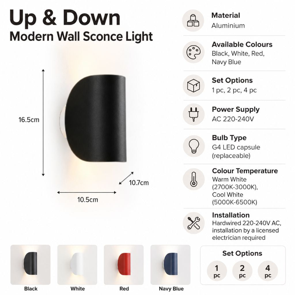 Dual-Beam Adjustable LED Wall Light – Aluminum Up-Down Sconce for Hallways & Bedrooms – Rotatable Accent Fixture for Modern Interiors