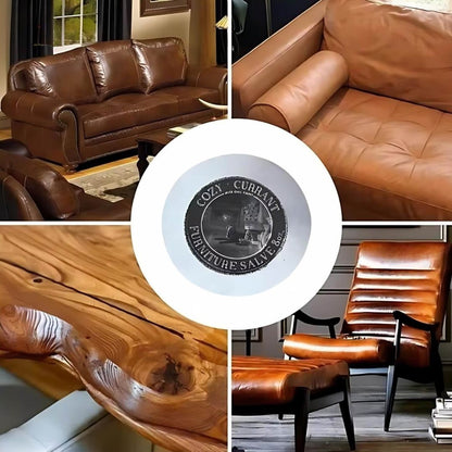 Natural Wax Leather Conditioner Balm with Wooden Applicator Brush for Furniture Upholstery Car Seats Jackets Bags Restores Shine Softens Hid
