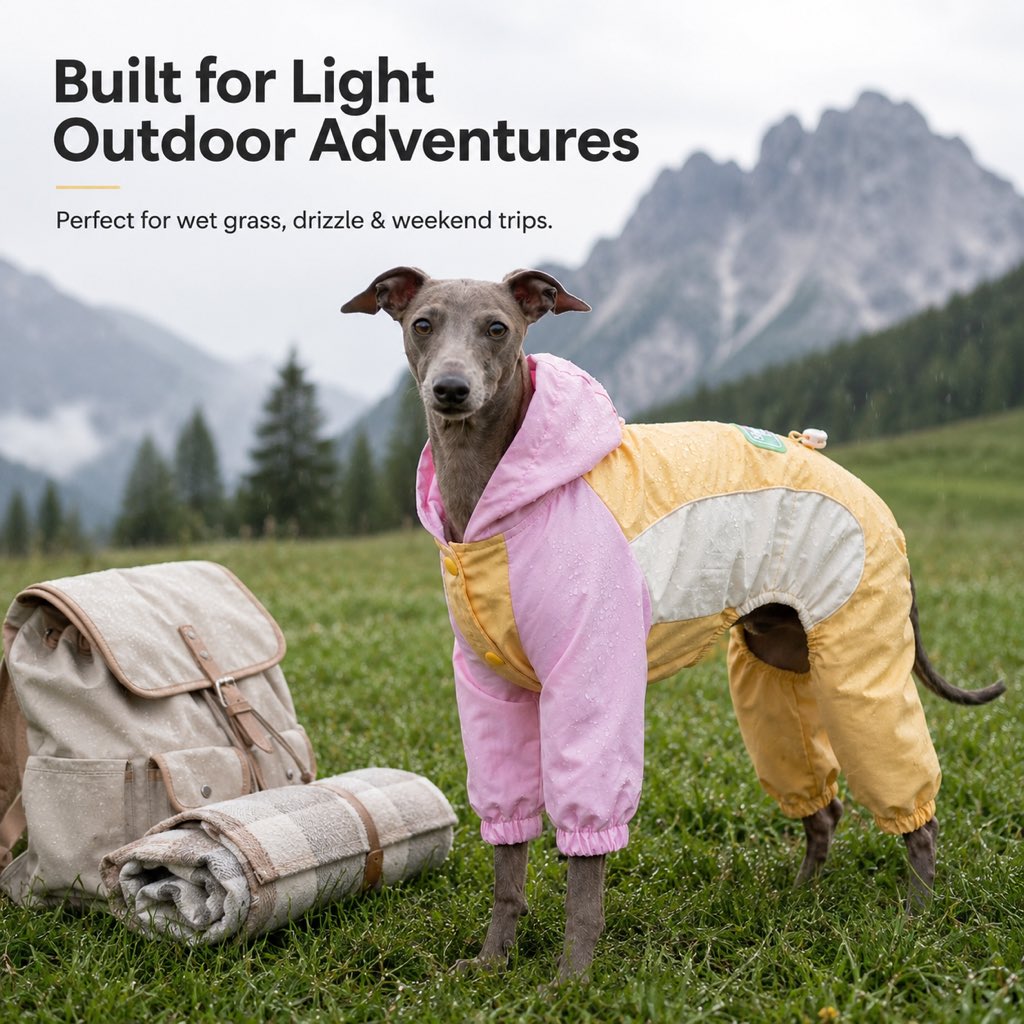 Ortekor Waterproof Dog Rain Suit for Rainy Walks - Full-Body Mud & Splash Protection