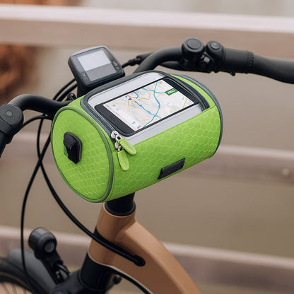 All-Weather Bicycle Handlebar Pouch with Touchscreen Access