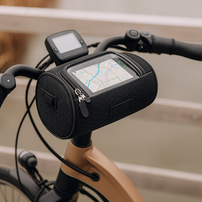 All-Weather Bicycle Handlebar Pouch with Touchscreen Access