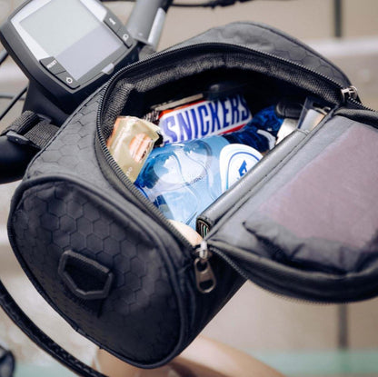 All-Weather Bicycle Handlebar Pouch with Touchscreen Access
