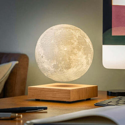 Magnetic Floating Moon Night Light with Rotating 3D Lunar Sphere, Dual Color LED for Bedroom Desk Office Decor