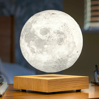 Magnetic Floating Moon Night Light with Rotating 3D Lunar Sphere, Dual Color LED for Bedroom Desk Office Decor