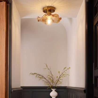 Flush Mount Ceiling Light Fixture – Flower Glass LED Lamp 23 in Diameter for Living Room Bedroom Kitchen | Modern Floral Design Overhead