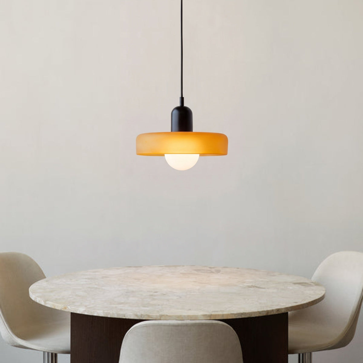 Jewel-Toned Glass Pendant Light with Adjustable Cord – Mid-Century Modern Hanging Fixture for Kitchen Island, Dining Table & Reading Nook