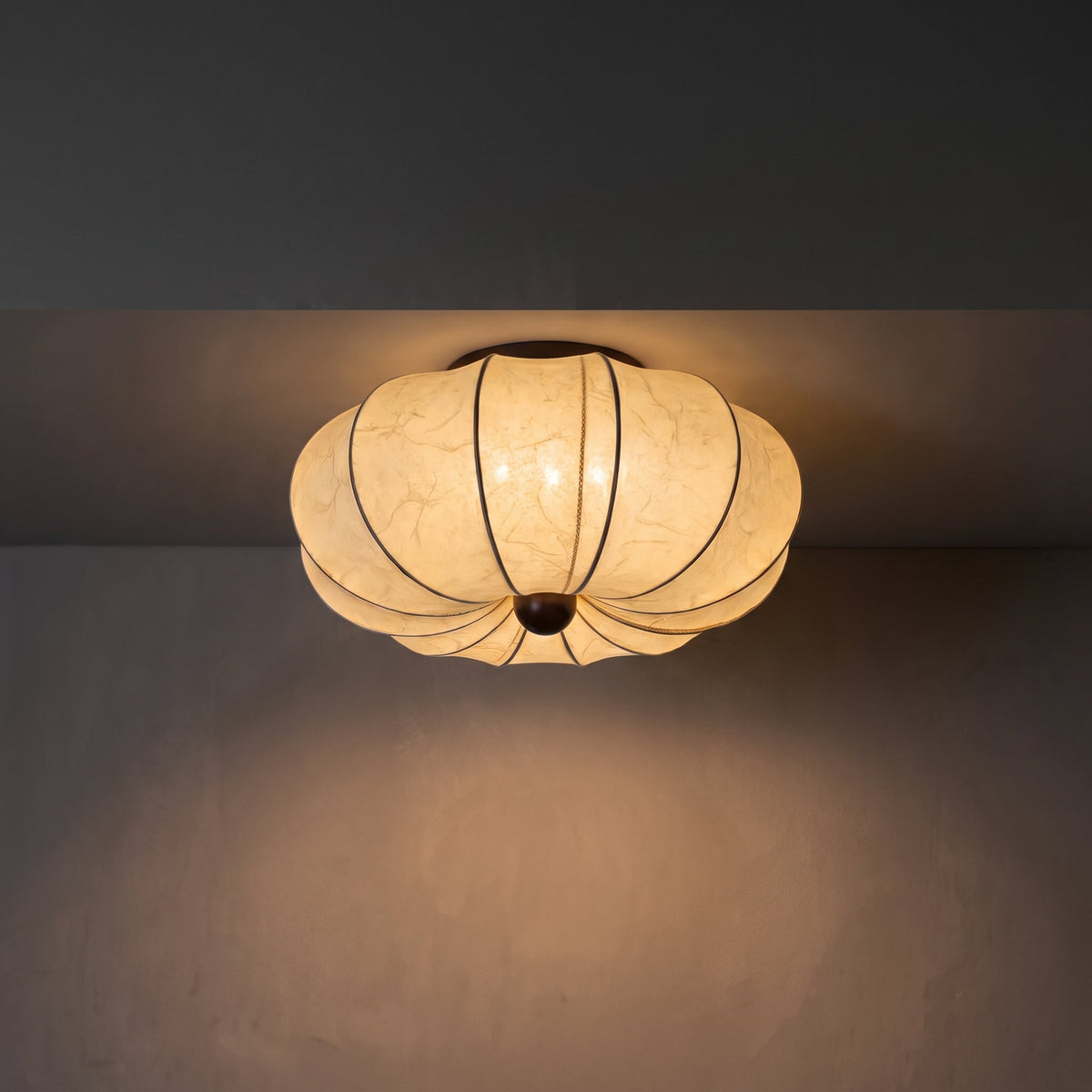 Fabric Flush Mount Ceiling Light – Round Drum Shade with LED – Classic Ceiling Fixture for Bedroom, Living Room, Hallway – Modern