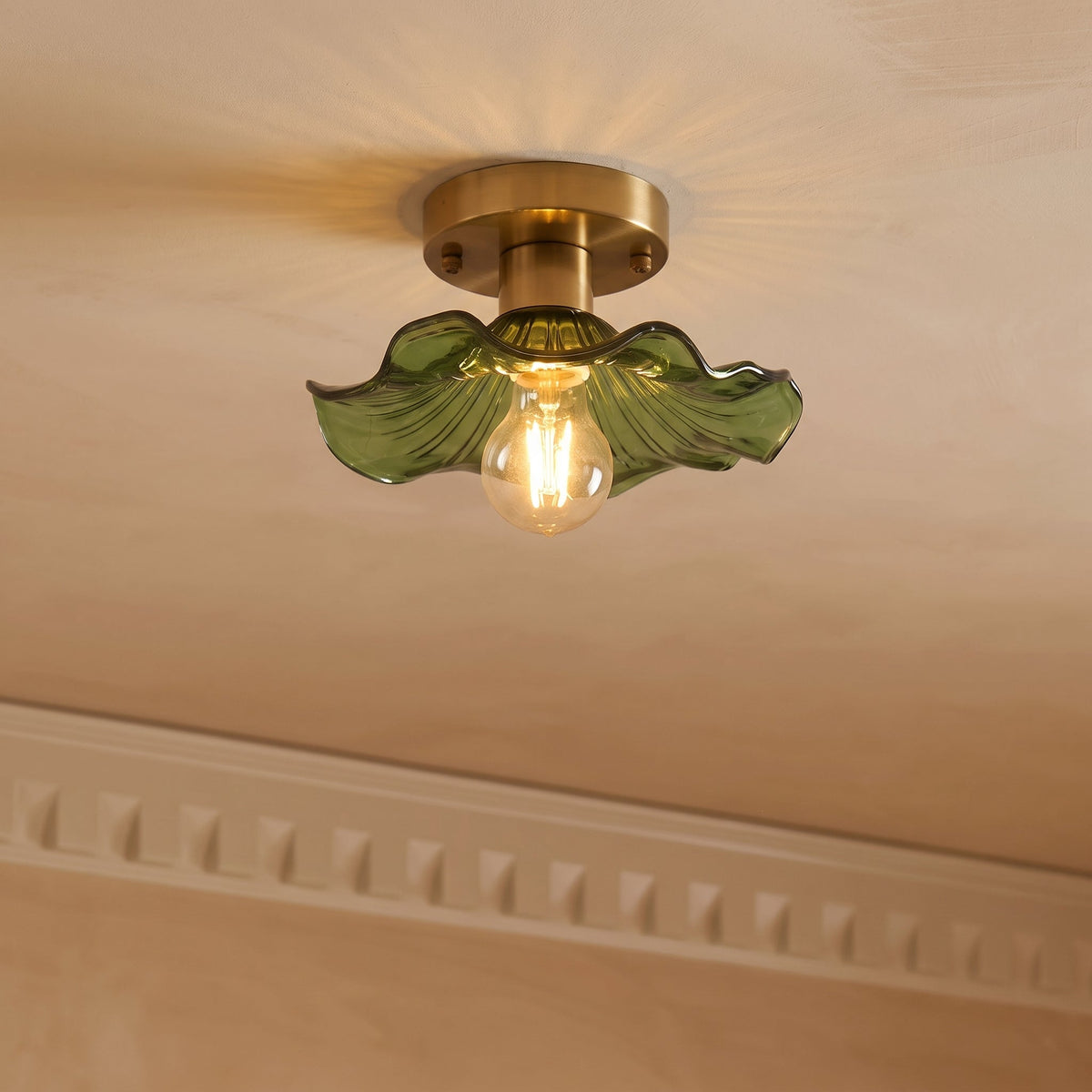 Flush Mount Ceiling Light Fixture – Flower Glass LED Lamp 23 in Diameter for Living Room Bedroom Kitchen | Modern Floral Design Overhead