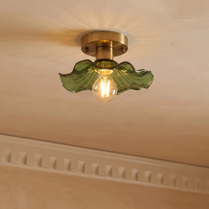 Flush Mount Ceiling Light Fixture – Flower Glass LED Lamp 23 in Diameter for Living Room Bedroom Kitchen | Modern Floral Design Overhead