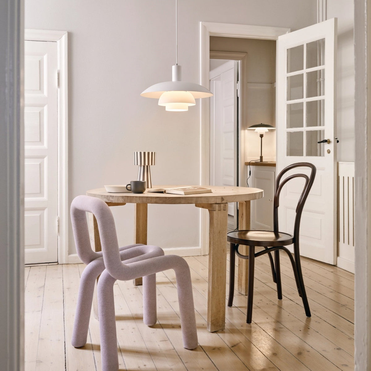 Scandinavian Metal Pendant Light with Integrated LED – Dimmable Ceiling Fixture for Dining Room & Kitchen – 11.4 in or 15.4 in Diameter