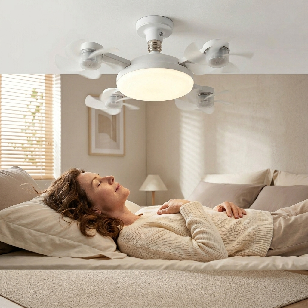 QUADAIR – LED Ceiling Light with Four Fans for Everyday Comfort