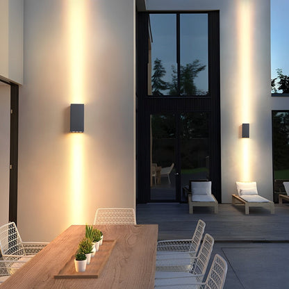 Outdoor Wall Sconce LED 8 in Architectural Up-Down Light Matte Black Aluminum Waterproof Fixture Entryway Patio Garden Pathway Driveway Exte