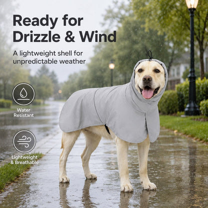 Ortekor Hooded Dog Sun & Rain Cape for Summer Walks - Lightweight Neck-to-Back Coverage for Drizzle, Wind & Sunny Outdoor Days