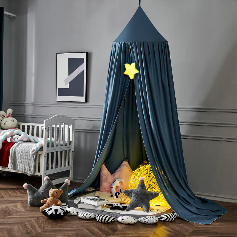 Kids Bed Tent Canopy Light Blocking Play Curtain for Girls Boys Crib Nursery Princess Dome Netting Drape with Hanging Hook 98 Inch Tall