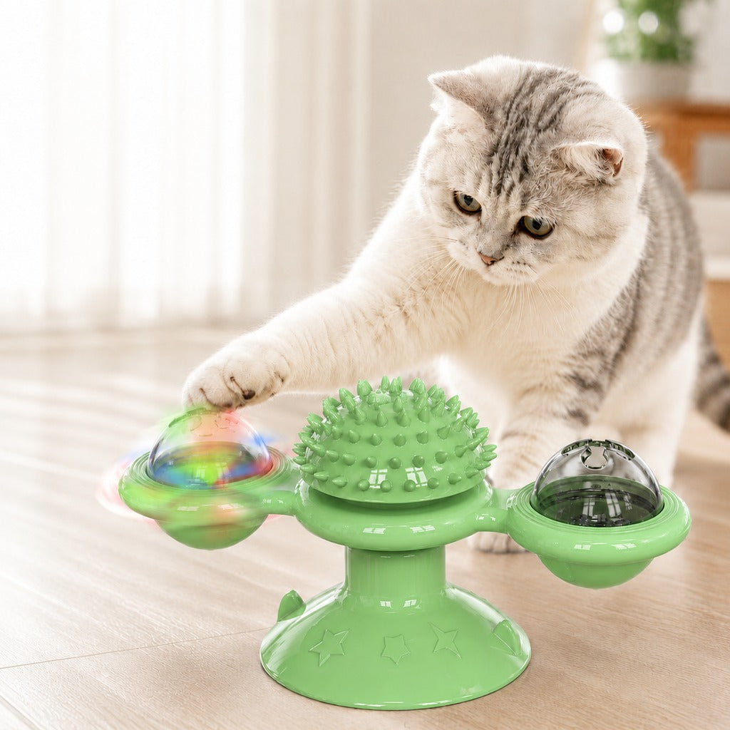 Ortekor Light-Up Spinning Cat Windmill Toy for Indoor Play & Boredom Relief