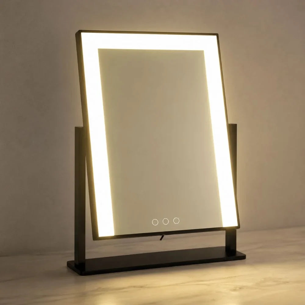 Touch-Controlled Tabletop Makeup Mirror with Three Light Modes and Detachable 15x Magnification for Precise Beauty Application