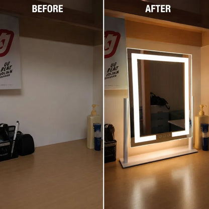 Touch-Controlled Tabletop Makeup Mirror with Three Light Modes and Detachable 15x Magnification for Precise Beauty Application