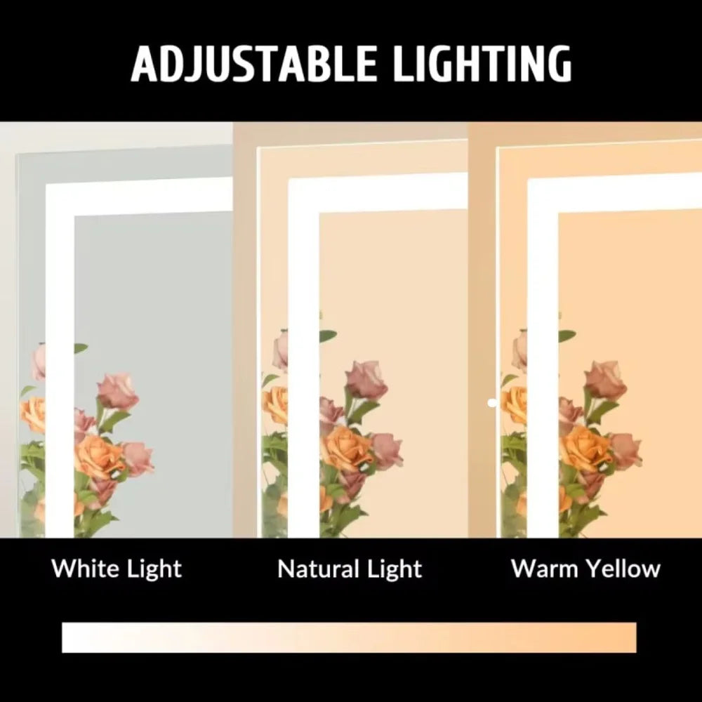 Touch-Controlled Tabletop Makeup Mirror with Three Light Modes and Detachable 15x Magnification for Precise Beauty Application