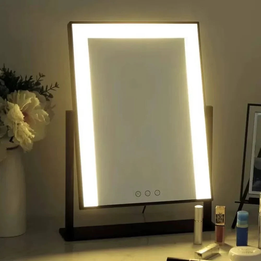 Touch-Controlled Tabletop Makeup Mirror with Three Light Modes and Detachable 15x Magnification for Precise Beauty Application