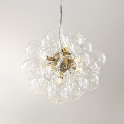 Multi-Sphere Glass Ceiling Fixture 20 in Brushed Metal Finish Adjustable Height 6-Light G9 for Dining Room Kitchen Island Contemporary Home