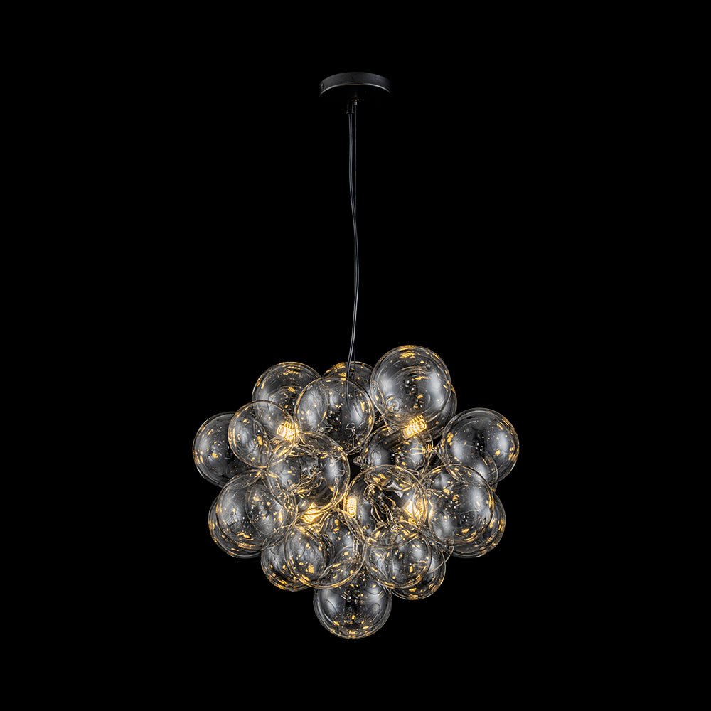 Multi-Sphere Glass Ceiling Fixture 20 in Brushed Metal Finish Adjustable Height 6-Light G9 for Dining Room Kitchen Island Contemporary Home
