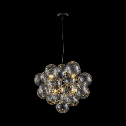 Multi-Sphere Glass Ceiling Fixture 20 in Brushed Metal Finish Adjustable Height 6-Light G9 for Dining Room Kitchen Island Contemporary Home