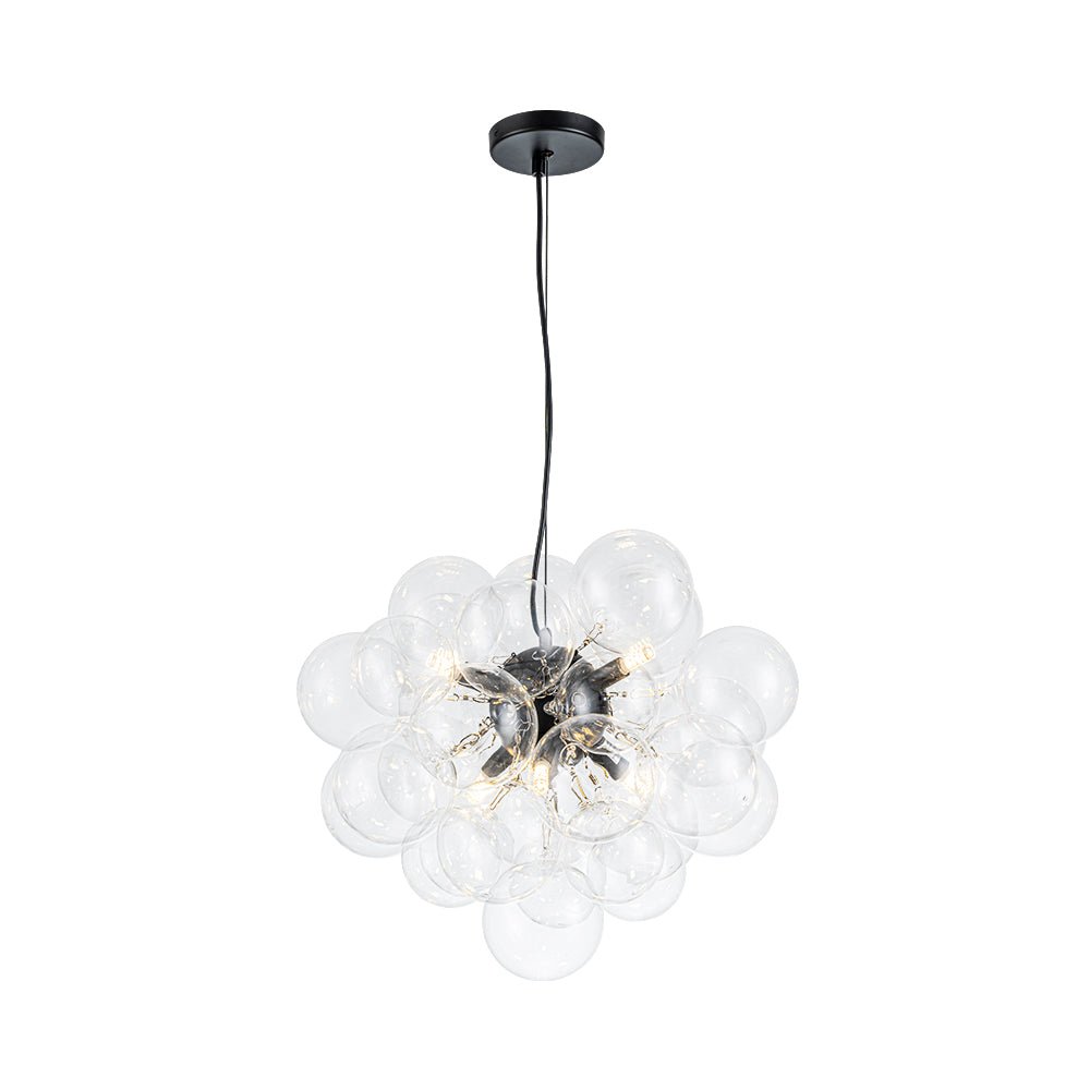 Multi-Sphere Glass Ceiling Fixture 20 in Brushed Metal Finish Adjustable Height 6-Light G9 for Dining Room Kitchen Island Contemporary Home