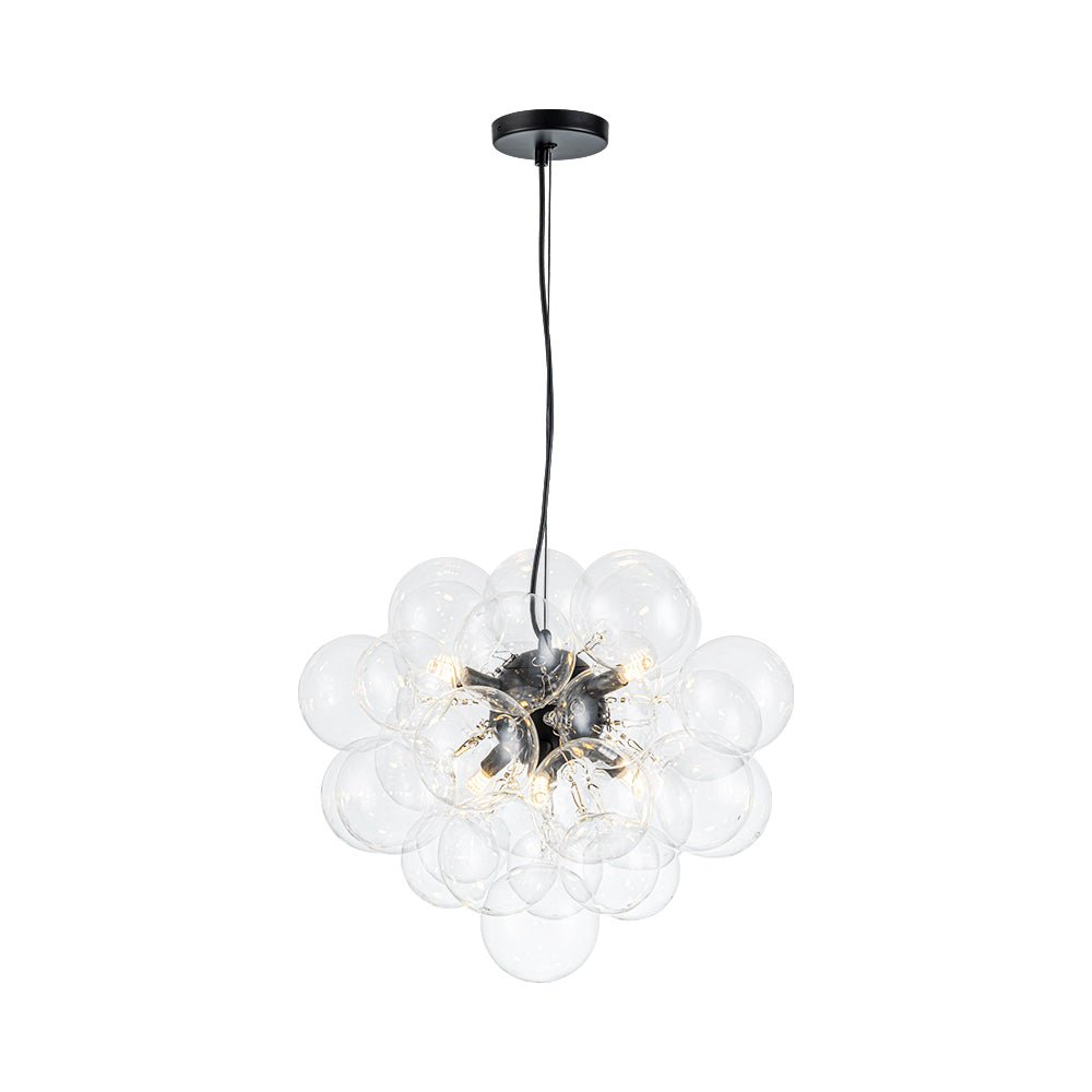 Multi-Sphere Glass Ceiling Fixture 20 in Brushed Metal Finish Adjustable Height 6-Light G9 for Dining Room Kitchen Island Contemporary Home