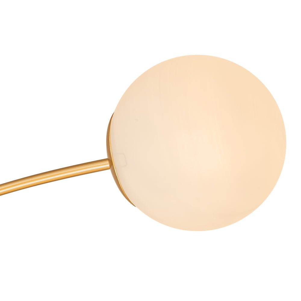 Frosted Globe Semi Flush Ceiling Light 12-Arm Brass Starburst Chandelier for Dining Room Mid Century Modern