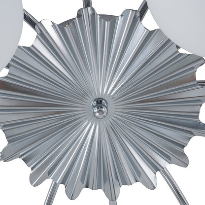 Frosted Globe Semi Flush Ceiling Light 12-Arm Brass Starburst Chandelier for Dining Room Mid Century Modern