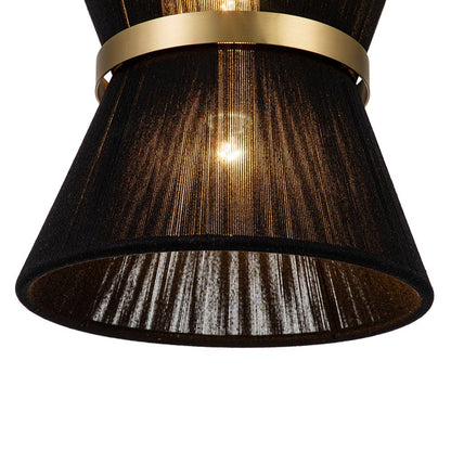 Woven Cotton Rope Drum Chandelier with Adjustable Height – 24 in Brushed Brass Fixture for Kitchen Island, Dining Table & Modern Farmhouse I