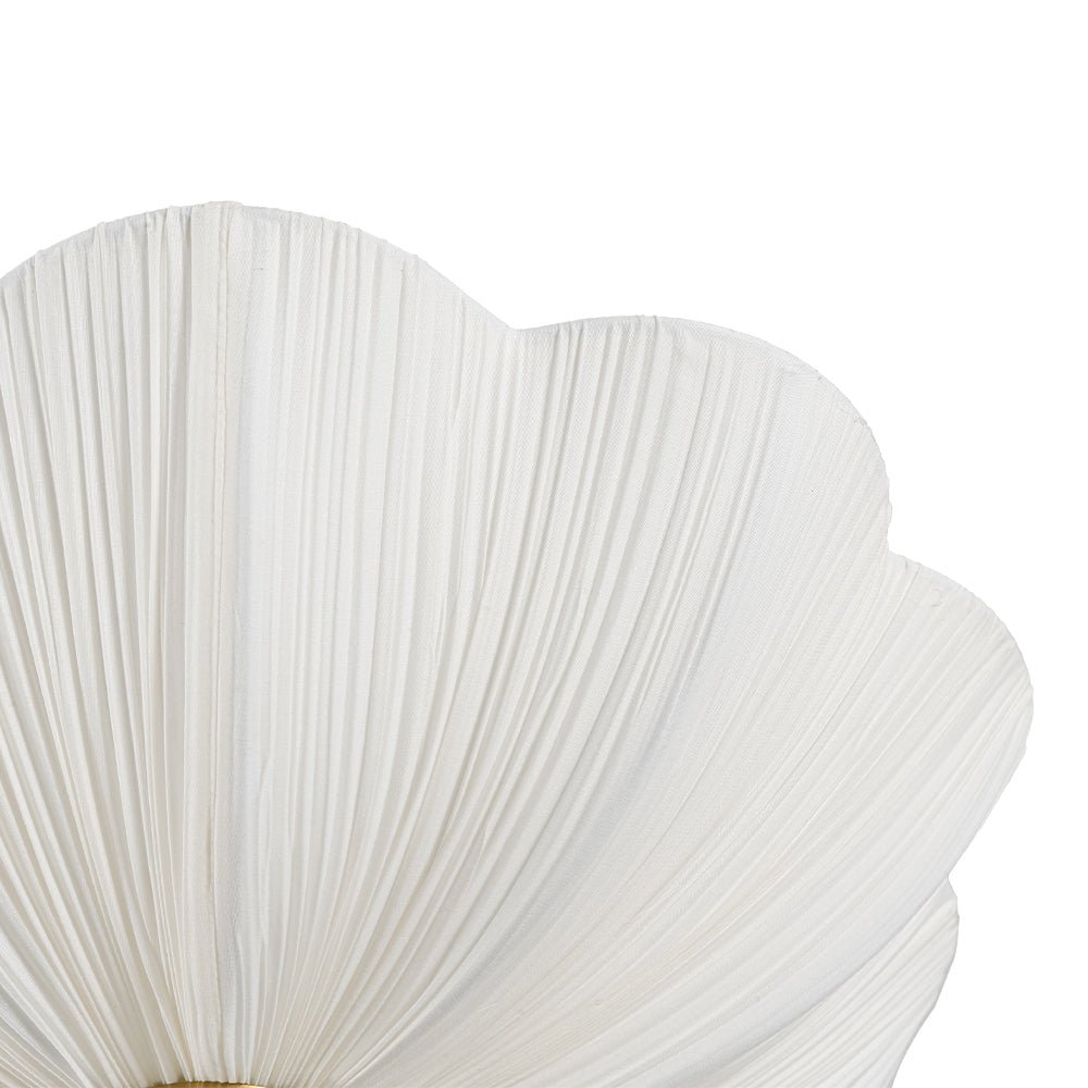 Three-Light Ceiling Lamp with Gathered Fabric Dome and Brass Accents