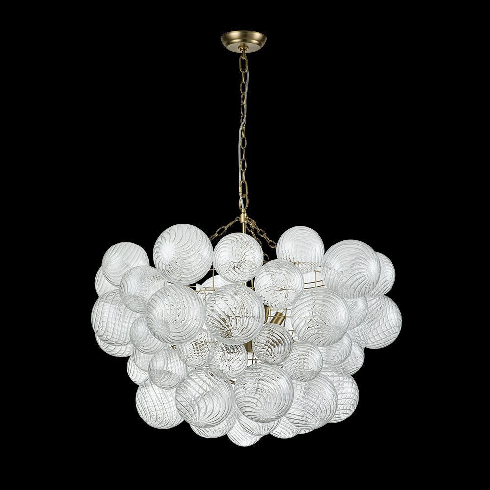 Multi-Globe Textured Glass Ceiling Fixture with Adjustable Chain Hardwired Dimmable Lighting for Dining Room Entryway Bedroom