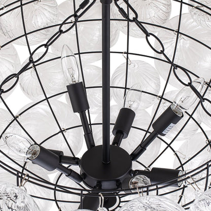 Multi-Globe Textured Glass Ceiling Fixture with Adjustable Chain Hardwired Dimmable Lighting for Dining Room Entryway Bedroom