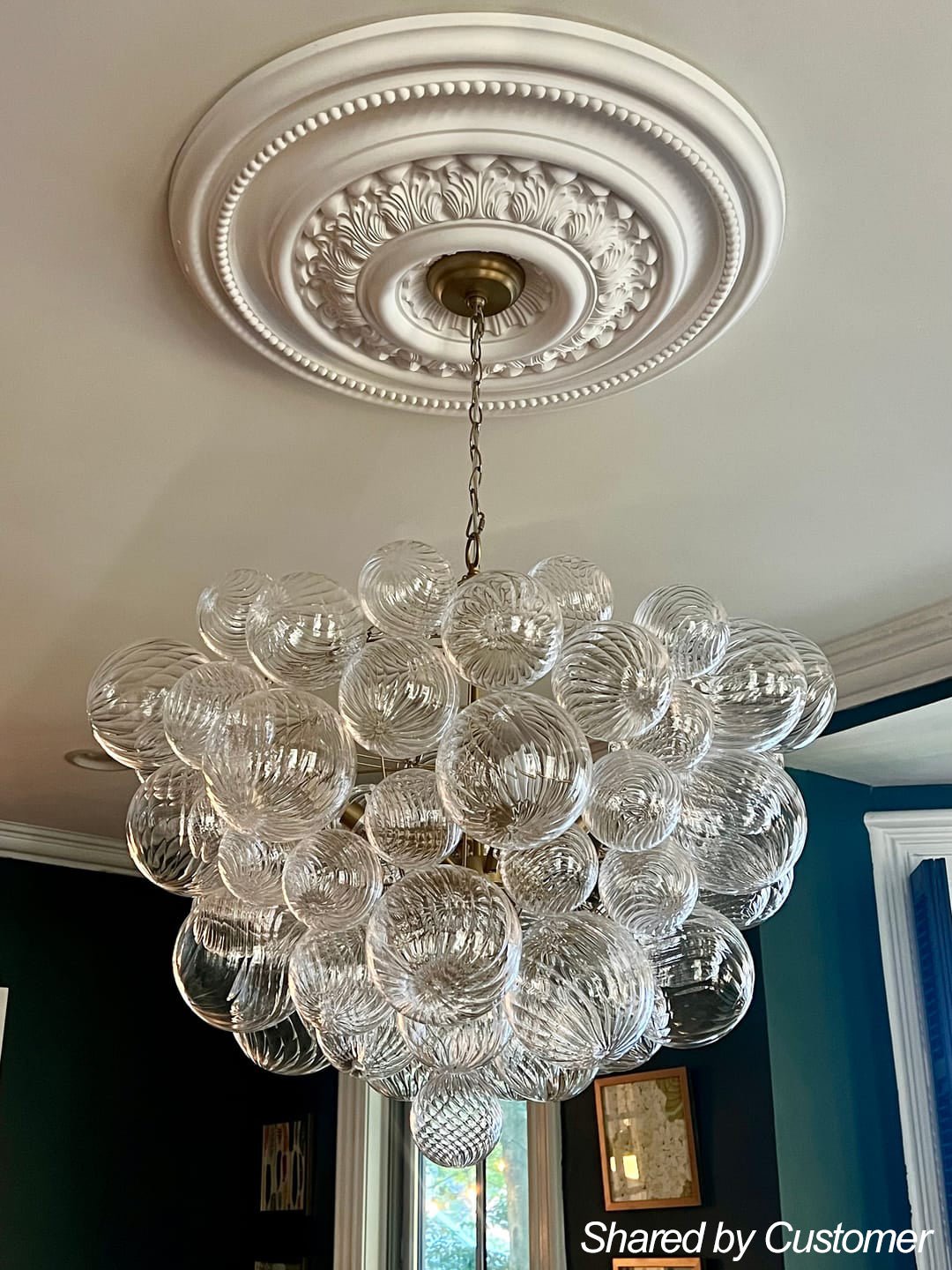 Multi-Globe Textured Glass Ceiling Fixture with Adjustable Chain Hardwired Dimmable Lighting for Dining Room Entryway Bedroom