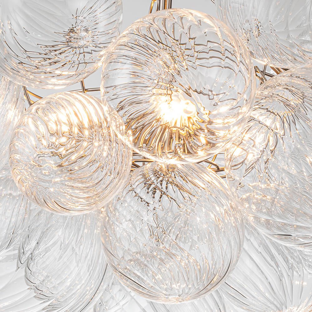 Multi-Globe Textured Glass Ceiling Fixture with Adjustable Chain Hardwired Dimmable Lighting for Dining Room Entryway Bedroom