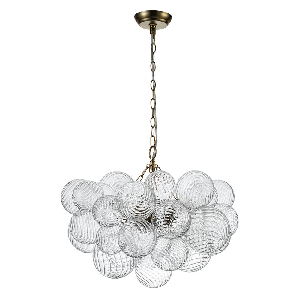 Multi-Globe Textured Glass Ceiling Fixture with Adjustable Chain Hardwired Dimmable Lighting for Dining Room Entryway Bedroom