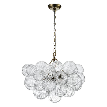 Multi-Globe Textured Glass Ceiling Fixture with Adjustable Chain Hardwired Dimmable Lighting for Dining Room Entryway Bedroom