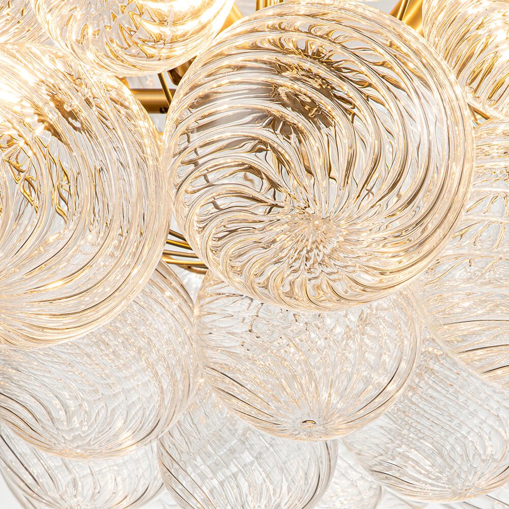 Multi-Globe Textured Glass Ceiling Fixture with Adjustable Chain Hardwired Dimmable Lighting for Dining Room Entryway Bedroom