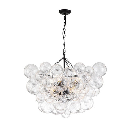Multi-Globe Textured Glass Ceiling Fixture with Adjustable Chain Hardwired Dimmable Lighting for Dining Room Entryway Bedroom