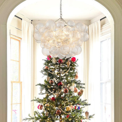 Multi-Globe Textured Glass Ceiling Fixture with Adjustable Chain Hardwired Dimmable Lighting for Dining Room Entryway Bedroom